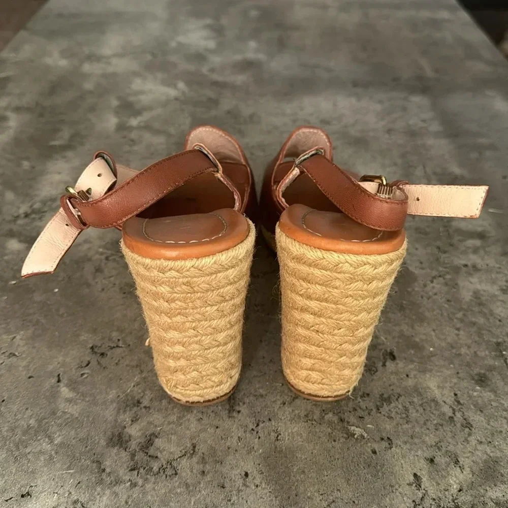 Kate Spade Bowdon Luggage Napa Natural Rope Wedge size 11
